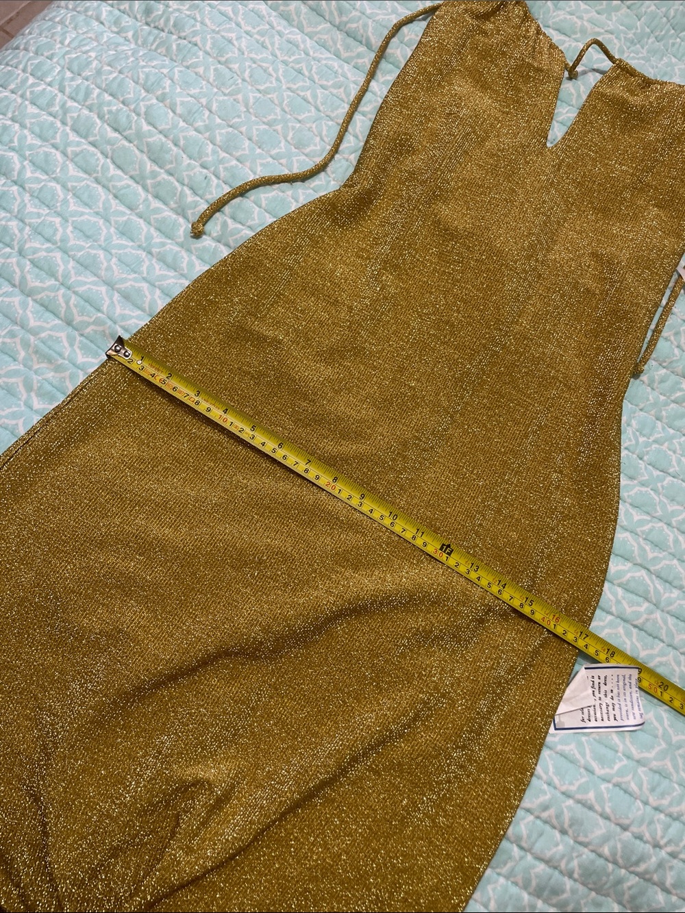 Night Way gold metallic Lorax halter gown - Picture 8 of 9